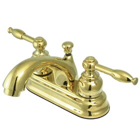 Elements of Design EB2602KL Two Handle 4" Centerset Lavatory Faucet with Retail Pop-up, Polished Brass