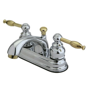 Elements of Design EB2604KL Two Handle 4" Centerset Lavatory Faucet with Retail Pop-up, Chrome/Polished Brass Finish