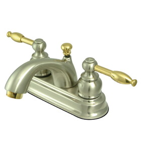 Elements of Design EB2609KL Two Handle 4" Centerset Lavatory Faucet with Retail Pop-up, Satin Nickel/Polished Brass