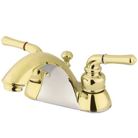 Elements of Design EB2622B Two Handle 4" Centerset Lavatory Faucet with Retail Pop-up, Polished Brass