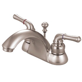 Elements of Design EB2628B Two Handle 4" Centerset Lavatory Faucet with Retail Pop-up, Satin Nickel