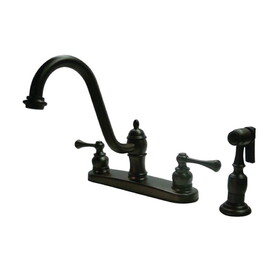 Elements of Design EB3115BLBS Two Handle 8" Center Kitchen Faucet with Brass Sprayer, Oil Rubbed Bronze