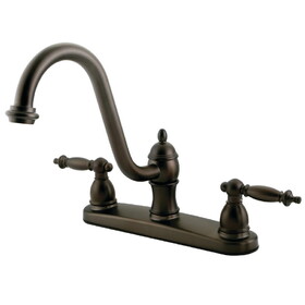 Elements of Design EB3115TLLS Double Handle 8" Centerset Kitchen Faucet without Sprayer, Oil Rubbed Bronze Finish