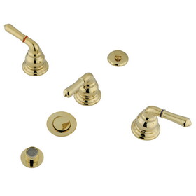 Elements of Design EB322 Bidet Faucet With Three Lever Handle And Pop-Up, Polished Brass