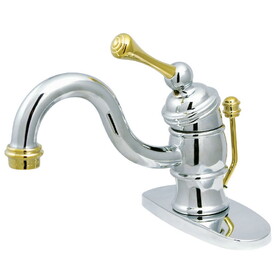 Elements of Design EB3404BL Single Handle 4" Centerset Lavatory Faucet with Retail Pop-up & Optional Deck Plate, Polished Chrome/Polished Brass