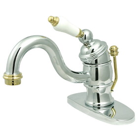 Elements of Design EB3404PL Single Handle 4" Centerset Lavatory Faucet with Retail Pop-up & Optional Deck Plate, Polished Chrome/Polished Brass