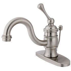 Elements of Design EB3408BL Single Handle 4" Centerset Lavatory Faucet with Retail Pop-up & Optional Deck Plate, Satin Nickel