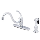 Elements of Design EB3571GLBS 8-Inch Centerset Kitchen Faucet with Brass Sprayer, Polished Chrome