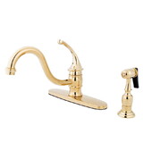Elements of Design EB3572GLBS 8-Inch Centerset Kitchen Faucet with Brass Sprayer, Polished Brass