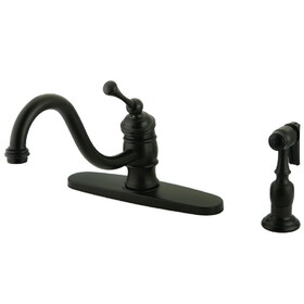 Elements of Design EB3575BLBS 8" Centerset Kitchen Faucet With Brass Sprayer, Oil Rubbed Bronze