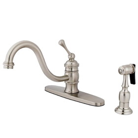 Elements of Design EB3578BLBS 8" Centerset Kitchen Faucet With Brass Sprayer, Satin Nickel