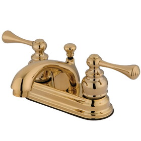 Elements of Design EB3602BL Two Handle 4" Centerset Lavatory Faucet with Retail Pop-up, Polished Brass