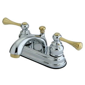 Elements of Design EB3604BL Two Handle 4" Centerset Lavatory Faucet with Retail Pop-up, Chrome / Polished Brass Finish