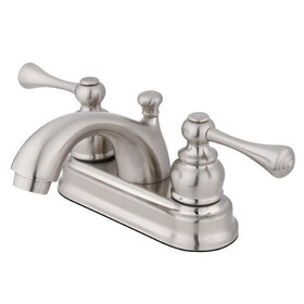 Elements of Design EB3608BL Two Handle 4" Centerset Lavatory Faucet with Retail Pop-up, Satin Nickel