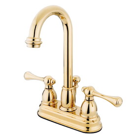 Elements of Design EB3612BL Two Handle 4" Centerset Lavatory Faucet with Retail Pop-up, Polished Brass