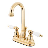 Elements of Design EB3612PL Two Handle 4" Centerset Lavatory Faucet with Retail Pop-up, Polished Brass