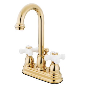 Elements of Design EB3612PX Two Handle 4" Centerset Lavatory Faucet with Retail Pop-up, Polished Brass