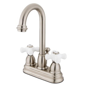 Elements of Design EB3618PX Two Handle 4" Centerset Lavatory Faucet with Retail Pop-up, Satin Nickel