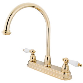 Elements of Design EB3742PL Two Handle 8" Center Kitchen Faucet, Polished Brass