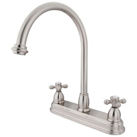 Elements of Design EB3748AX Two Handle 8" Center Kitchen Faucet, Satin Nickel