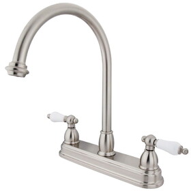 Elements of Design EB3748PL Two Handle 8" Center Kitchen Faucet, Satin Nickel