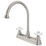 Elements of Design EB3748PX Two Handle 8" Center Kitchen Faucet, Satin Nickel