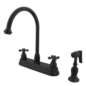 Elements of Design EB3755AXBS Two Handle 8" Kitchen Faucet with Brass Sprayer, Oil Rubbed Bronze