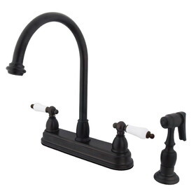 Elements of Design EB3755PLBS Two Handle 8" Kitchen Faucet with Brass Sprayer, Oil Rubbed Bronze