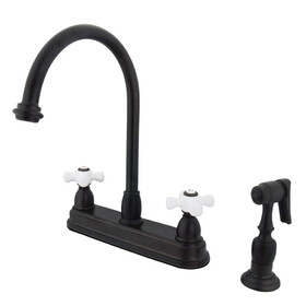 Elements of Design EB3755PXBS Two Handle 8" Kitchen Faucet with Brass Sprayer, Oil Rubbed Bronze