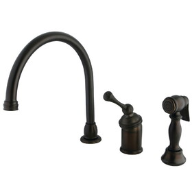 Elements of Design EB3815BLBS Single Handle Kitchen Faucet with Brass Sprayer, Oil Rubbed Bronze Finish