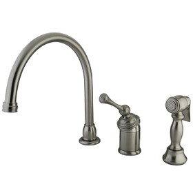 Elements of Design EB3818BLBS Single Handle Kitchen Faucet with Brass Sprayer, Satin Nickel Finish