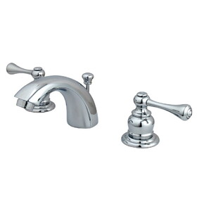 Elements of Design EB3941BL Two Handle 4" to 8" Mini Widespread Lavatory Faucet with Retail Pop-up, Polished Chrome