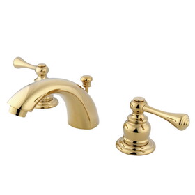 Elements of Design EB3942BL Two Handle 4" to 8" Mini Widespread Lavatory Faucet with Retail Pop-up, Polished Brass