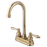 Elements of Design EB492AL Two Handle 4" Centerset High-Arch Bar Faucet, Polished Brass
