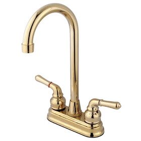 Elements of Design EB492 Two Handle 4" Centerset High-Arch Bar Faucet, Polished Brass Finish
