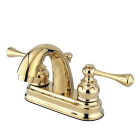 Elements of Design EB5612BL Two Handle 4" Centerset Lavatory Faucet with Retail Pop-up, Polished Brass