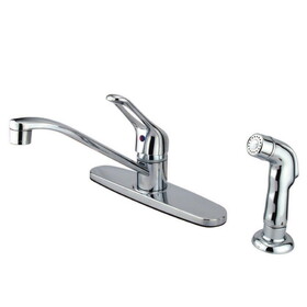 Elements of Design EB562SP Single Handle 8" Center Kitchen Faucet With Chrome Sprayer, Polished Chrome
