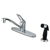 Elements of Design EB562 Single Handle 8" Center Kitchen Faucet With Black Sprayer, Polished Chrome