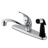Elements of Design EB5730 Single Handle 8" Center Kitchen Faucet With Deck Sprayer, Polished Chrome