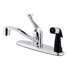Elements of Design EB573 Single Handle 8" Center Kitchen Faucet With Black Sprayer, Polished Chrome