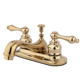 Elements of Design EB602AL Two Handle 4" Centerset Lavatory Faucet with Retail Pop-up, Polished Brass