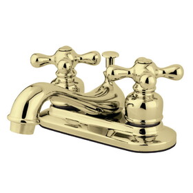 Elements of Design EB602AX Two Handle 4" Centerset Lavatory Faucet with Retail Pop-up, Polished Brass