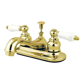 Elements of Design EB602PL Two Handle 4" Centerset Lavatory Faucet with Retail Pop-up, Polished Brass