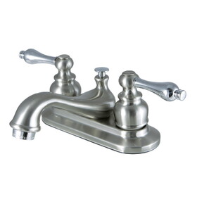 Elements of Design EB607ALB 4-Inch Centerset Lavatory Faucet with Brass Pop-Up, Brushed Nickel/Polished Chrome