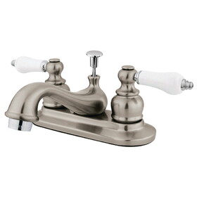 Elements of Design EB607B Two Handle 4" Centerset Lavatory Faucet with Retail Pop-up, Satin Nickel/Polished Chrome
