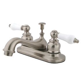 Elements of Design EB608B Two Handle 4" Centerset Lavatory Faucet with Retail Pop-up, Satin Nickel