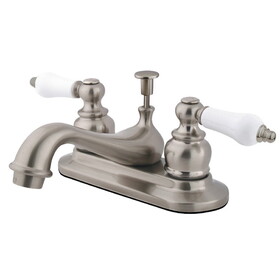 Elements of Design EB608PL Two Handle 4" Centerset Lavatory Faucet with Retail Pop-up, Satin Nickel