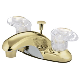 Elements of Design EB6152 Two Handle 4" Centerset Lavatory Faucet with Retail Pop-up, Polished Brass