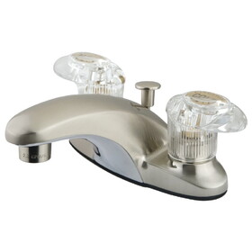 Elements of Design EB6158ALL Two Handle 4" Centerset Lavatory Faucet with Retail Pop-up, Satin Nickel