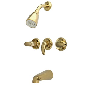 Elements of Design EB6232LL Three Handle Tub & Shower Faucet, Polished Brass